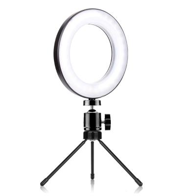 China Brightness Adjustable 6 Inch Live Stream Makeup Adjustable Selfie LED Ring Light with USB Port for Camera Selfie Led Camera Light for sale