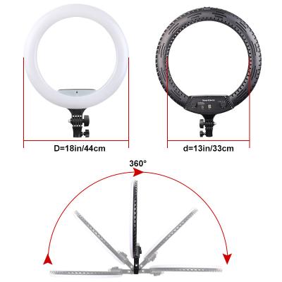 China Photogrphy make up tiktok vlog 18 inch Dimmable Ring Light Tik Tok Circle Light Selfie Beauty Makeup Fill Ring Light with Tripod Stand and Phone Holder for sale