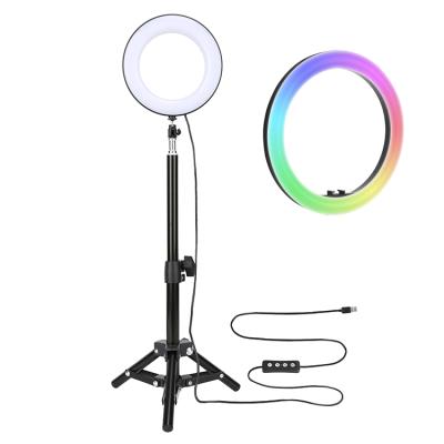 China ABS UEGOGO 6 Inch Circle Color Flash RGB Phone Ring Light for Live Video and Smartphone for sale