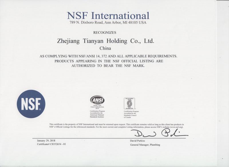 NSF - Zhejiang Tianyan Holding Co., Ltd.