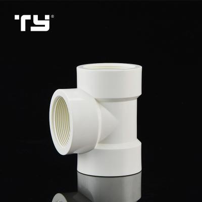 China HOT sale pvc hydraulic plumbing fitting standard PVC BSPT water supply pipe fitting reducing tee for sale