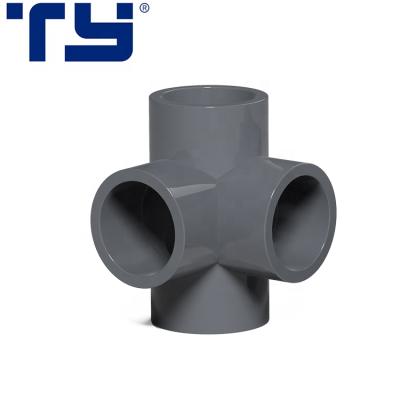 中国 Pipe Fitting Plastic UPVC Side Outlet Tee 4 Way PVC Pipe Connector 販売のため