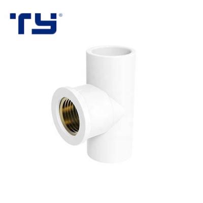 中国 sch40 PVC Thread connector male female thread tee brass pipe fitting 販売のため