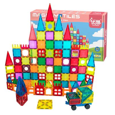 China Educational Toy Magnetic Tile Building Blocks Toy Kids Blocks Tile Building Set 160 Piece Magnetic Building Block Toys for sale