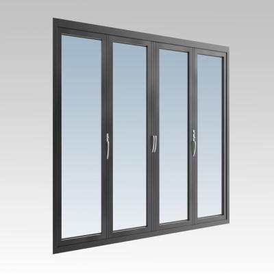 China Over 2mm Thickness Aluminum Glass Folding Panel Door Heat Insulation Frame Glass Door for sale