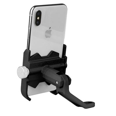 China Black Aluminum Mirror Style Rear View Bicycle Phone Holder Mount Mobile Phone Holder Mounted Universal Mobile Phone Holder for sale