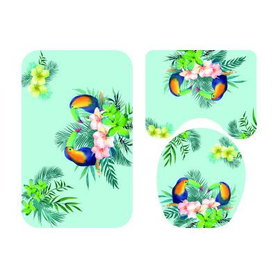 China Hot Selling Lovely Bathroom Mat Set Washable 3 Pieces Bath Cover Sets Outdoor Toilet Floor Anti Slip Mat for sale