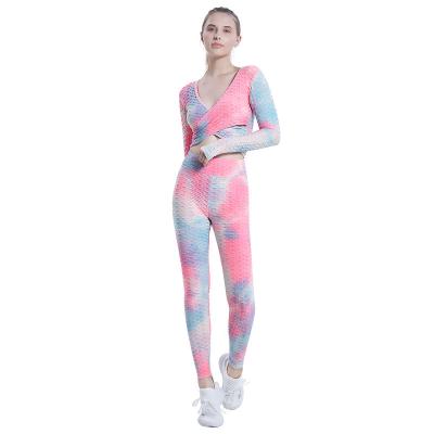 China 2022 Latest 2 Pcs Yoga Set Women Fitness Wear Breathable Seamless Gym Clothing Custom Fitness Yoga Wear for sale