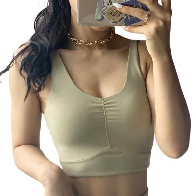 China Wholesale Antibacterial No Ring Steel Ultra Soft Green Sports Bra For Women, Sexy Backless Yoga Bra for sale