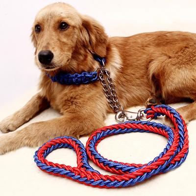 China Wholesale Viable Dog Leashes Improved Large High Strength Nylon Pet Woven Rope Collar Woven Dog Walking Belt for sale