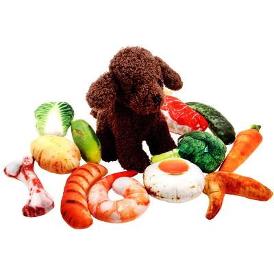 China Wholesale Viable Dog Chew Toy Anti Bite Fruit Shaped Pet Stuffed Toy Dog Toys Plush Vegetable Drumstick Food for sale