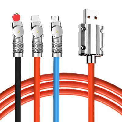 China Car 1.5M 120W Super Fast Charging Cable Metal Zinc Alloy Liquid Silicone Micro USB Type-C Charger Data Cable  For iPhone Android for sale