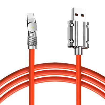 China Car 180 Rotatable 120W 6A Fast Charging Type C Cable Zinc alloy USB Phone Cable for Samsung / Huawei / Xiaomi for sale