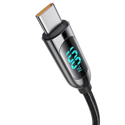 China Camera 5A 100W USB Type C Fast Charging Data Line Transparent Digital Display Charging Line 100W Fast Charging Cable for sale