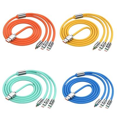 China Camera Manufacturer Custom Processing 120W Super Fast Charging Cable Thick Zinc Alloy 3 In 1 Fast Charging Cable for sale