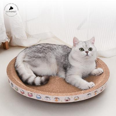 China GOODSKY Stocked Wrinkled Paper Pet Toy Cat Lounge Relaxing Bed Cat Scratcher Toy Cat Turbo Toy Post Pad for sale