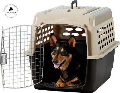 China GOODSKY Plastic Airline Pet Car Seat Transport Box Bag Carrier Travel Crates Stored Shipping Kennel Pet Cages Approved for sale