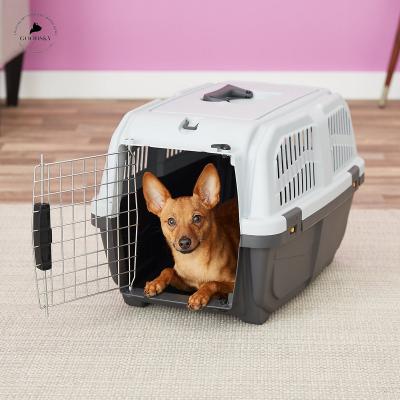 China Cute Animal Plastic Travel Stored Carry Box Small Pet Dog Cages / GOODSKY Pet Carrier Designer for sale