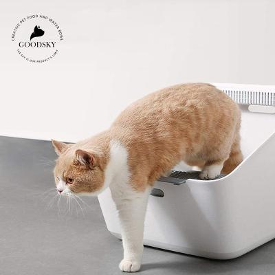 China GOODSKY Cat's Litter Stored Box Closed Poop Splash Proof Box Deodorizer Cat Drawer Top Entry Type Large Toilet for sale