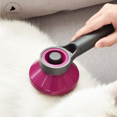 China GOODSKY Stocked Custom Pet Grooming Brush Comb Dog Cat Comb Brush With Self Clean Button for sale