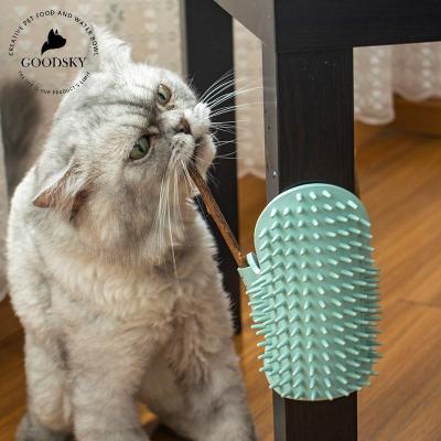 China GOODSKY Cat Self Groomer Wall Corner Stocked Cat Comb Brush Rubs The Massage Face With Comb Pet Grooming Tickle Supply for sale