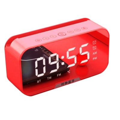 China Portable Phone Function Amazon Best-selling Clock BT Home Theater Speakers Makeup Mirror Alarm Clock BT Speaker With LCD Led High Quality for sale