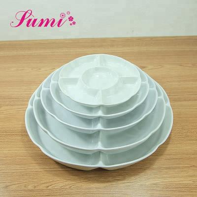 China Viable Factory Wholesale White Porcelain Restaurant Ceramic Compartment Dish , Fruit Ceramic Divided Dish for sale