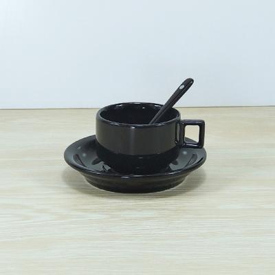 China The Viable Set Of Ceramic Tasting Coffee Cup 6 Tea Cup Holder Set Matte Black for sale