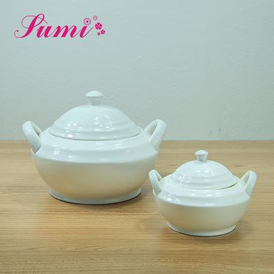 China OEM Sustainable High Quality Wholesale Ceramic Soup Pot Porcelain Tureen With Lid for sale