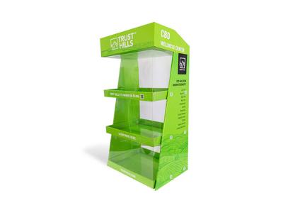 China CBD Oil Floor Retail Cardboard Display Stand Customization With PET for sale