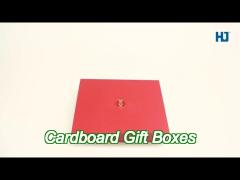 Red Cardboard Gift Boxes Flip Top Rigid Festival With Red Ribbon