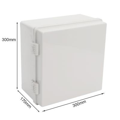 China Custom Size 300*300*170mm ABS Plastic Junction Box IP67 Large Size 300*300*170mm Hinge Electrical Outdoor Waterproof Box for sale