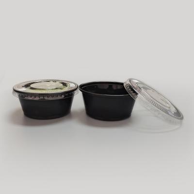 China Dispoable 3.25oz Black Color Party Plastic Disposable Cups With Lids PP Soufflé Condiment Cup Cups for sale