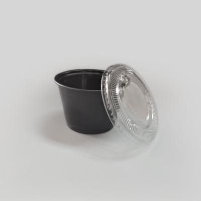 China Dispoable 4oz Black Color Party Plastic Disposable Cups With Lids PP Soufflé Condiment Cup Cups for sale