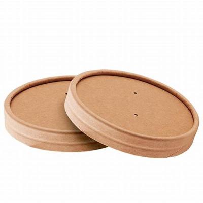 China Paper 96mm Diameter Kraft Paper Vented Lids For 8oz 12oz 16oz Paper Soup Bowls for sale