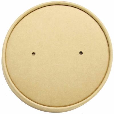 China Paper 115mm Diameter Kraft Paper Vented Lids For 26oz 32oz Paper Soup Bowls for sale