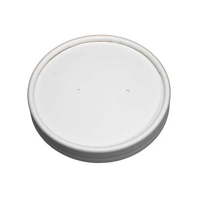 China Vented Paper 96mm Diameter White Paper Lids For 8oz 12oz 16oz Paper Soup Bowls for sale