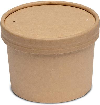 China 8 Ounce Kraft Paper Food Containers With Vented Lids, To Go Hot Soup Bowls To Soup Cups, Disposable Ice Cream Cups for sale