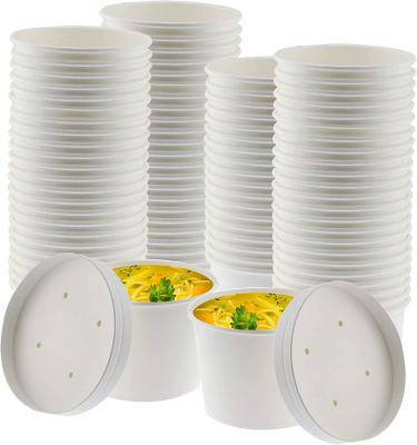 China 12Oz White Paper Paper Food Containers With Vented Lids, To Go Hot Soup Bowls To Soup Cups, Disposable Ice Cream Cups for sale