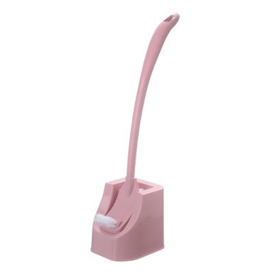 China Sustainable Portable Double Sided Toilet Brush Long Handle Plastic Bathroom Toilet Bowl Scrub Double Sided Cleaning Brush Holder for sale