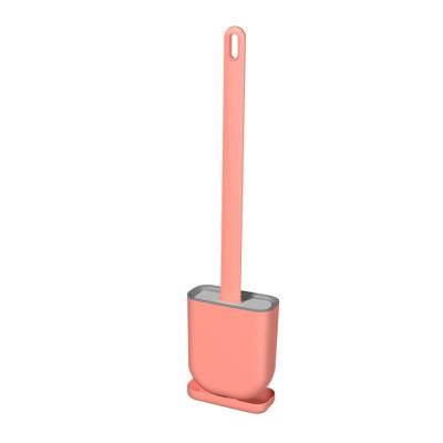 China Durable Toilet Flat Head Soft Toilet Brush Silicone Hanging Rubber Head With Wall Bracket for sale