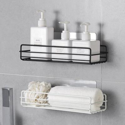 China Minimalist Punch-free Wall Mounted Metal Shelf Storage Racks and Holders Bathroom and Kitchen Storage Rack for sale