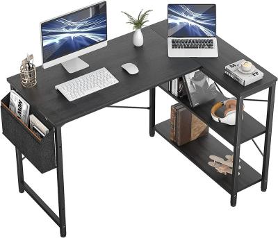 China Convertible Small L Shaped Computer Desk , 47 Inch L Shaped Corner Desk With Reversible Storage Shelves For Home Office Workstation for sale