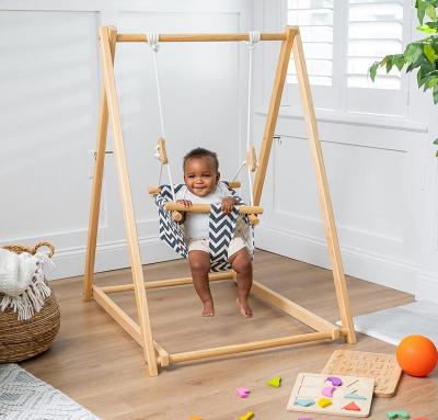 China Contemporary Baby Swing Wooden Seat Stick Hanging Indoor Swing For Kids And Temporary Baby Swing Outdoor for sale