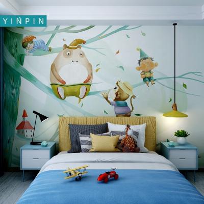 China Waterproof+ECO-Friendly Custom Cartoon Funny Animal 3D Mural Wallpaper For Kids Room for sale