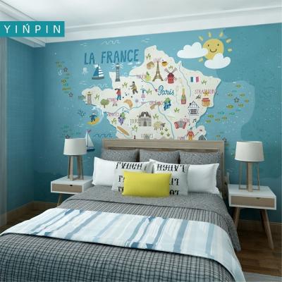 China Waterproof+ECO-Friendly Cartoon Custom Map Wallpaper Home Wall Decor For Kids Room for sale