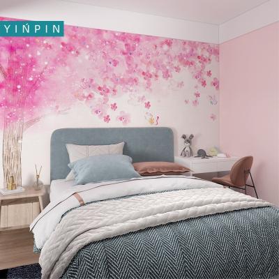 China Waterproof+ECO-Friendly Pink Plum Blossom 3d Wall Murals Wallpaper For Bedroom for sale