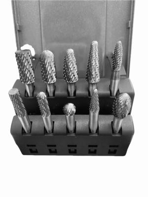 China 10pcs Tungsten Carbide Burr Set Double Cut 1/4”Shank Standard Double Cut Carbide Rotary Burr for sale