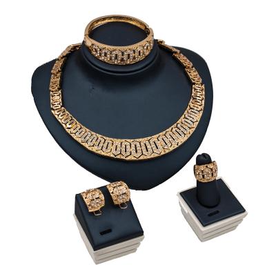 China LAN CLASSIC PALACE African Jewelry Sets Gold Color Ladies Jewelry Set Earrings Necklace Ring Bracelet for sale