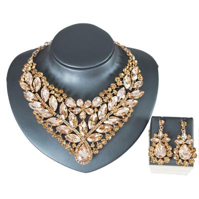 China New Arrivals CLASSIC Glass Bridal Jewelry PALAIS LAN African Beads Necklace and Earrings Crystal Jewelry Sets for sale